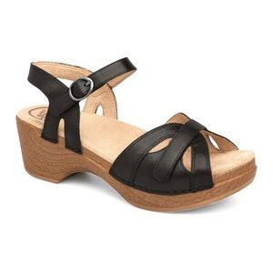 Dansko Black Leather Strappy Sandals